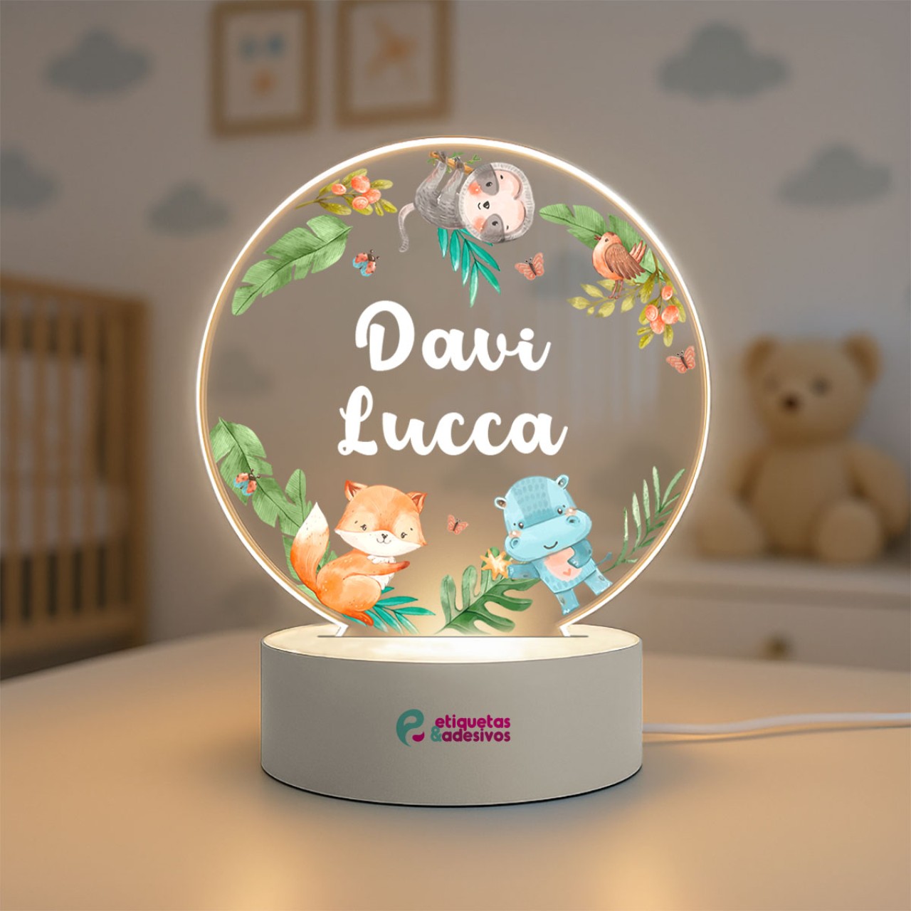 Luminária Savana com nome personalizado