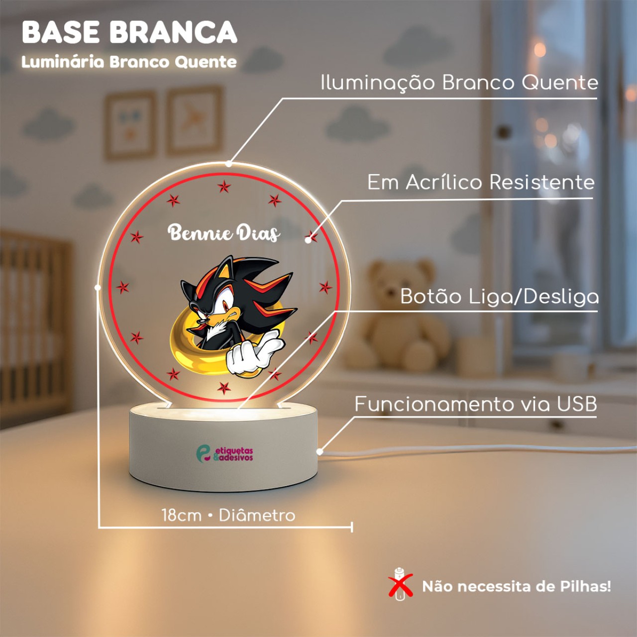 Luminária Shadow com nome personalizado