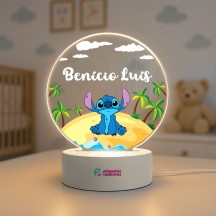 Luminária Stitch Praia com nome personalizado