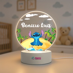 Luminária Stitch Praia com nome personalizado