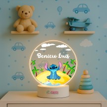 Luminária Stitch Praia com nome personalizado