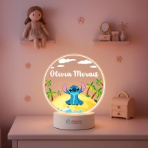 Luminária Stitch Praia com nome personalizado