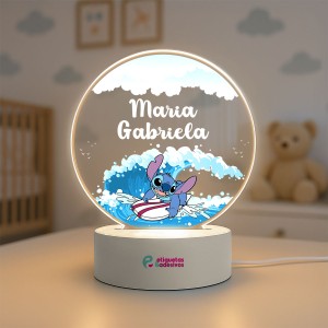 Luminária Stitch Surf com nome personalizado