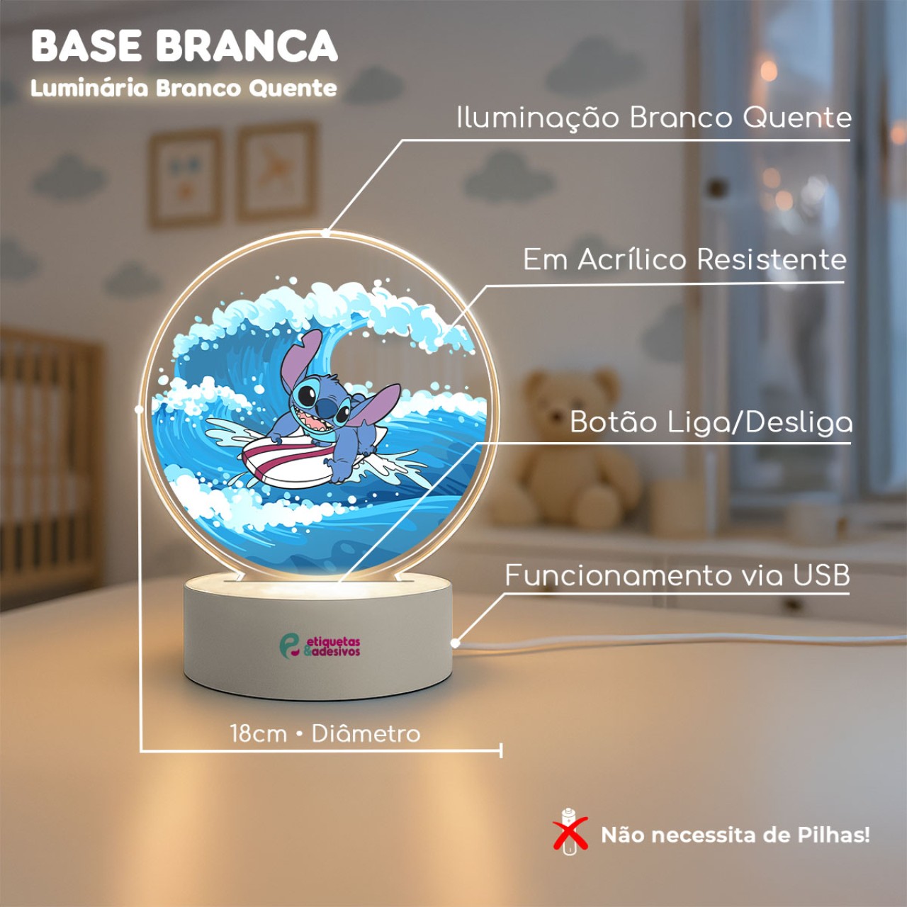 Luminária Stitch Surf