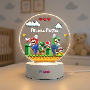 Luminária Super Mario com nome personalizado