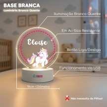 Luminária Unicórnio com nome personalizado