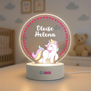 Luminária Unicórnio com nome personalizado