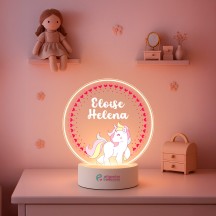 Luminária Unicórnio com nome personalizado