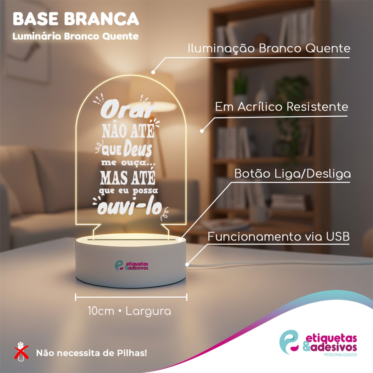 Luminária Orar Não Até Que Deus me Ouça