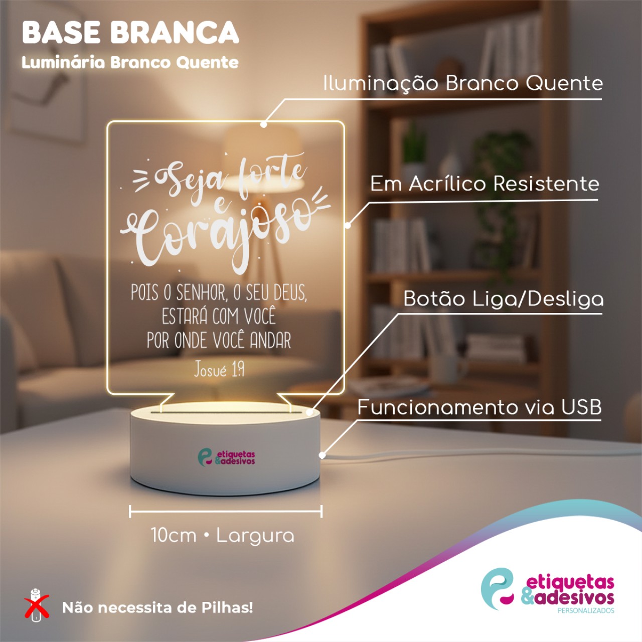 Luminária Seja Forte e Corajoso