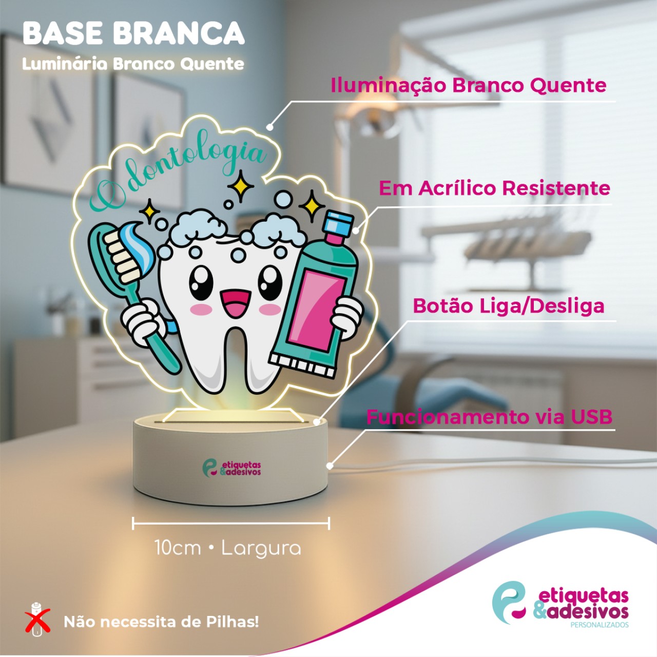 Luminária Odontologia Escova Rosa