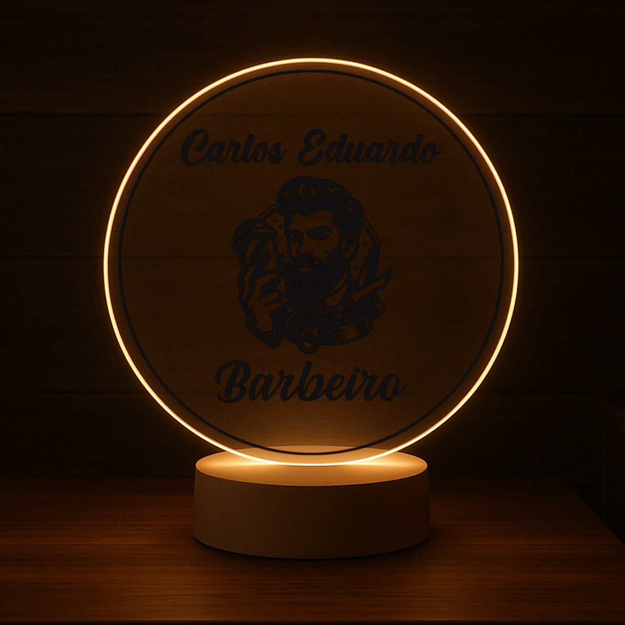 Luminária Profissões Barbeiro Com Nome