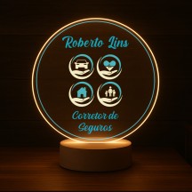 Luminária Profissões Corretor de Seguros Com Nome