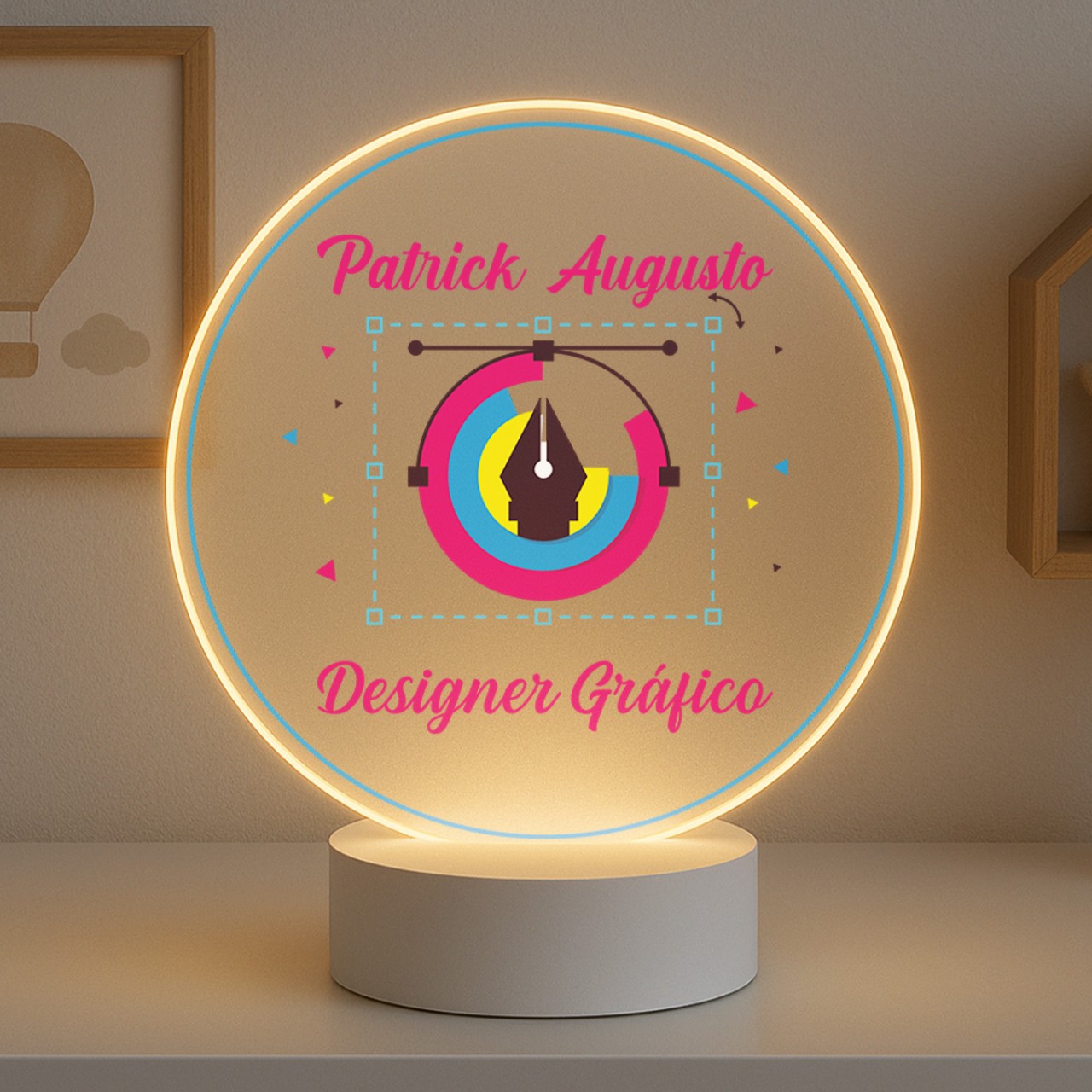 Luminária Profissões Designer Gráfico Com Nome