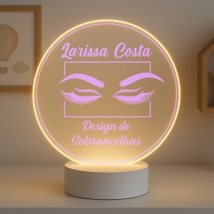 Luminária Profissões Design de Sobrancelhas Com Nome