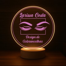 Luminária Profissões Design de Sobrancelhas Com Nome