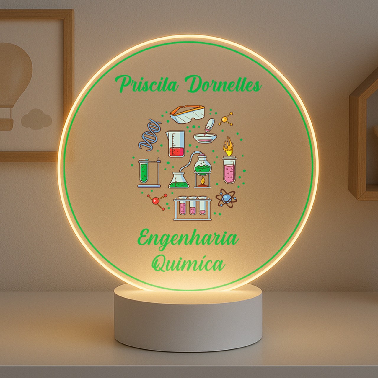 Luminária Profissões Engenharia Química Com Nome