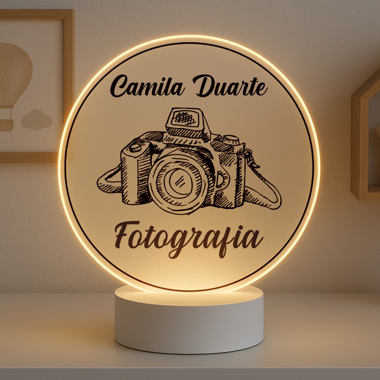 Luminária Profissões Fotografia Com Nome