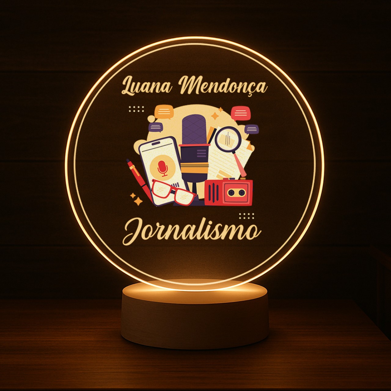 Luminária Profissões Jornalismo Com Nome