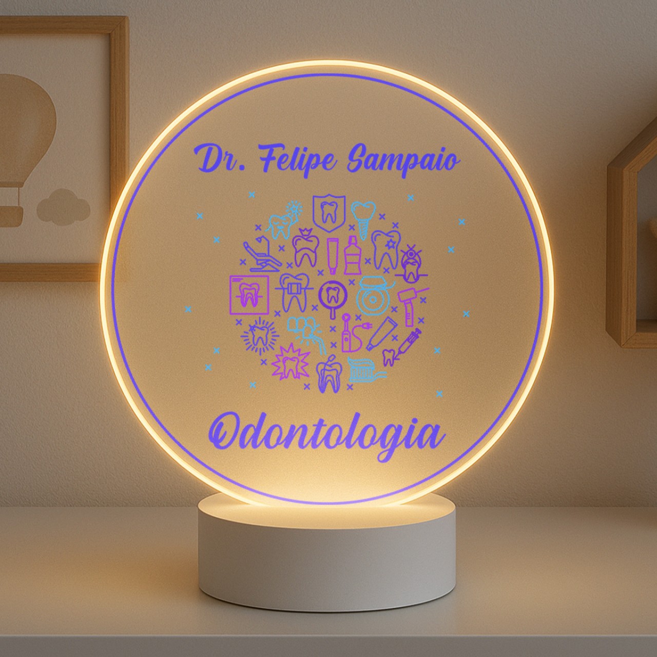 Luminária Profissões Odontologia Com Nome