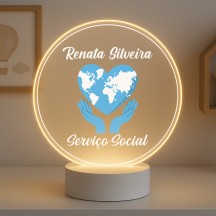 Luminária Profissões Serviço Social Com Nome