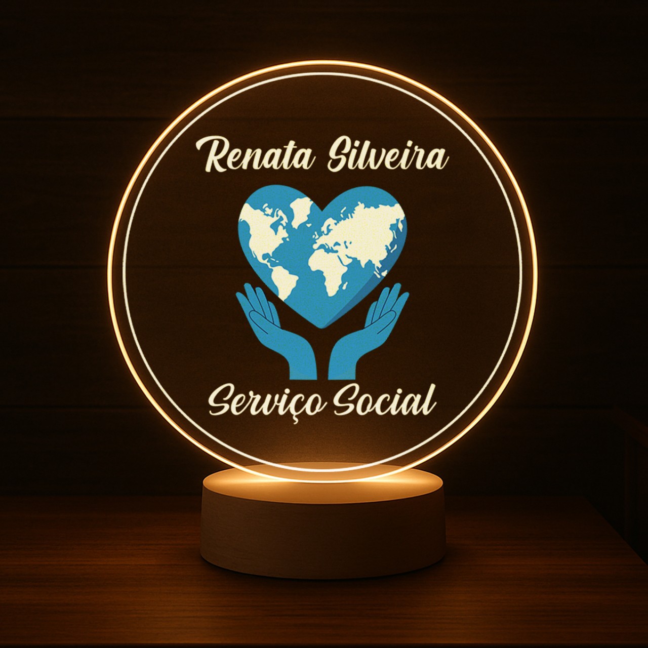 Luminária Profissões Serviço Social Com Nome