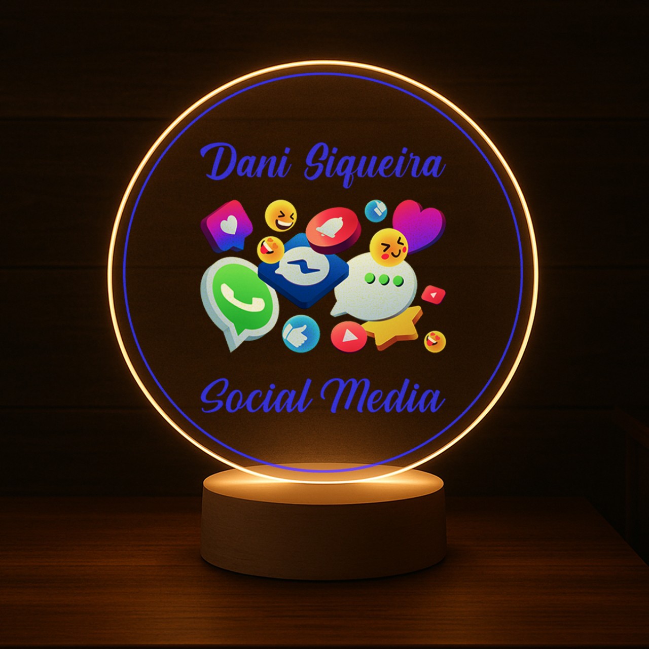 Luminária Profissões Social Media Com Nome