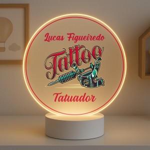 Luminária Profissões Tatuador Com Nome