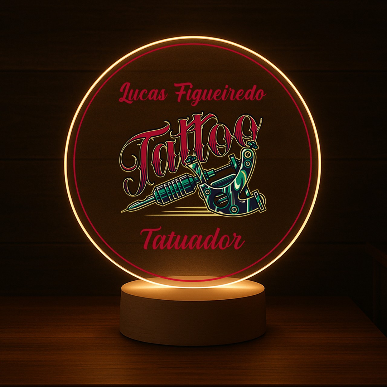Luminária Profissões Tatuador Com Nome