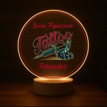Luminária Profissões Tatuador Com Nome
