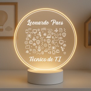 Luminária Profissões Técnico de TI Com Nome
