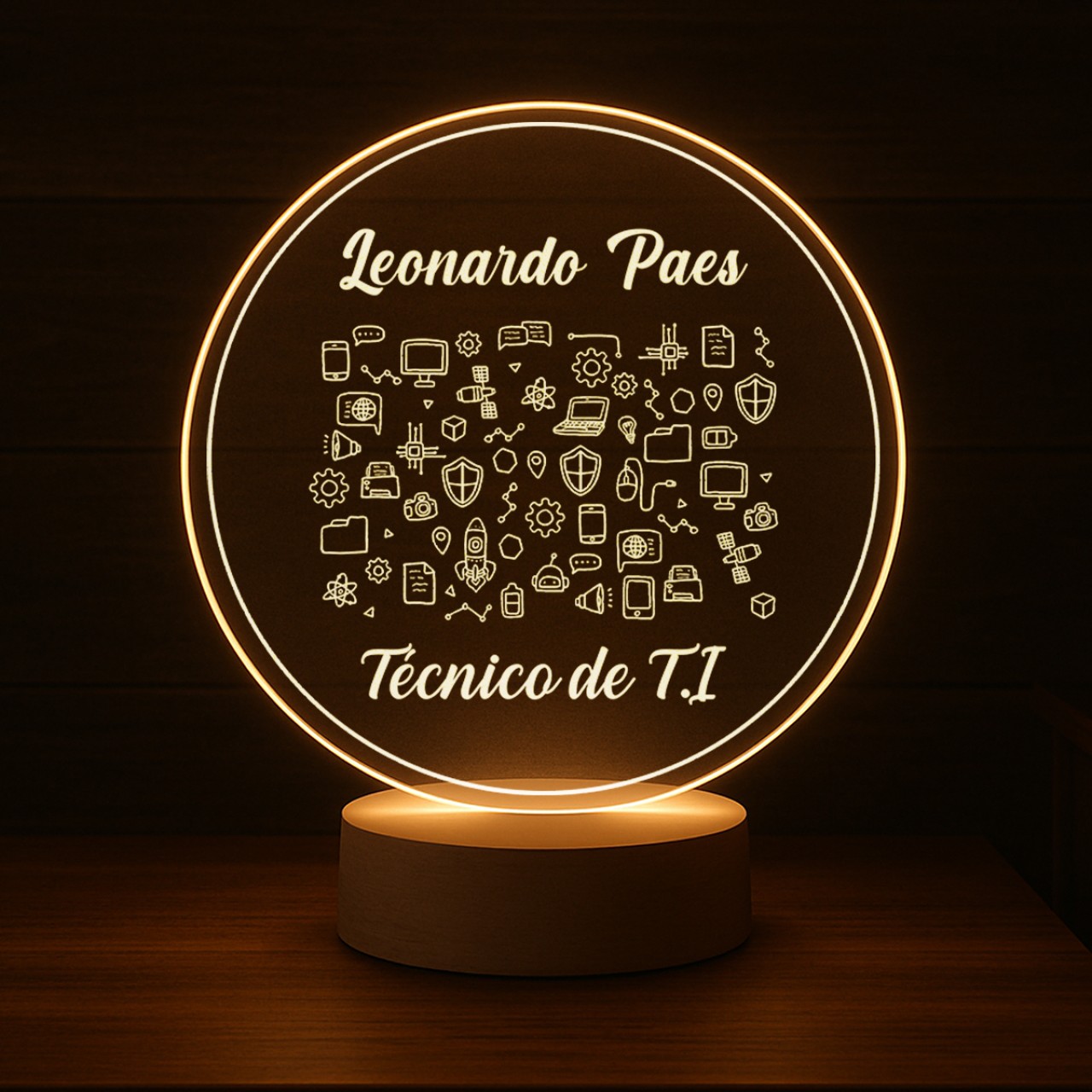 Luminária Profissões Técnico de TI Com Nome