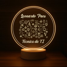 Luminária Profissões Técnico de TI Com Nome