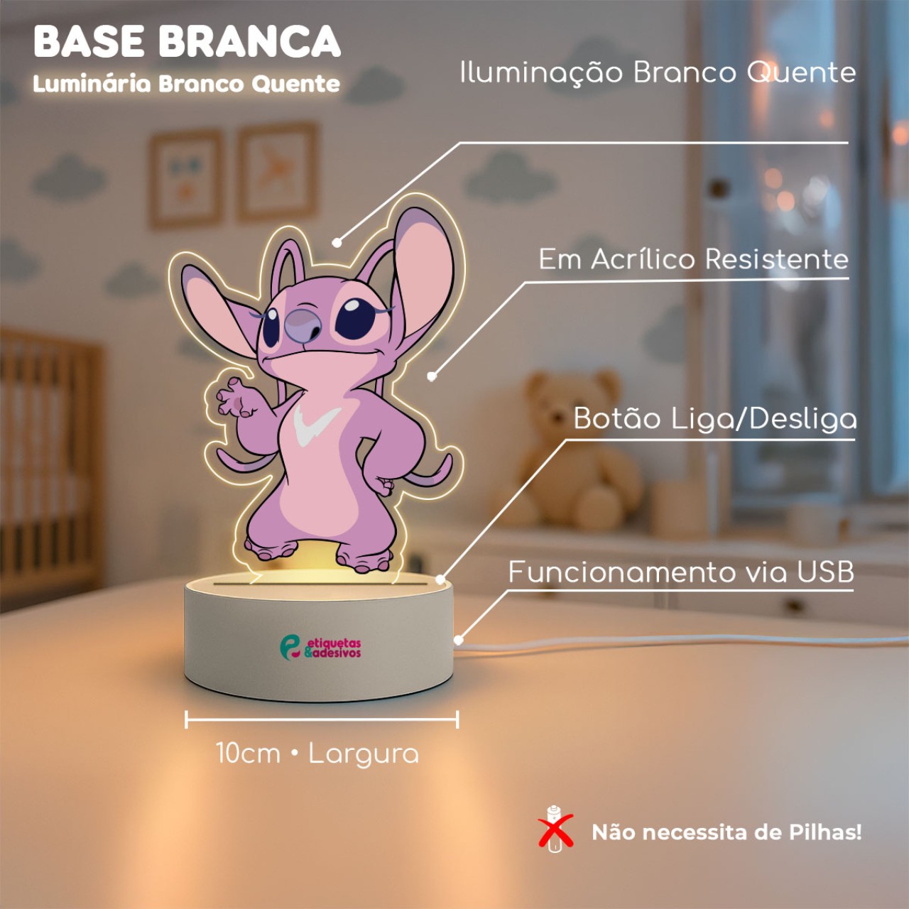 Luminária Angel Especial com nome personalizado