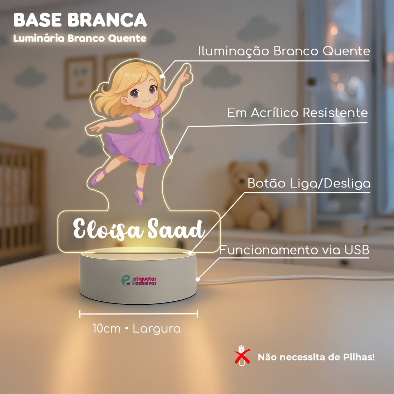 Luminária Bailarina Juju Especial com nome personalizado