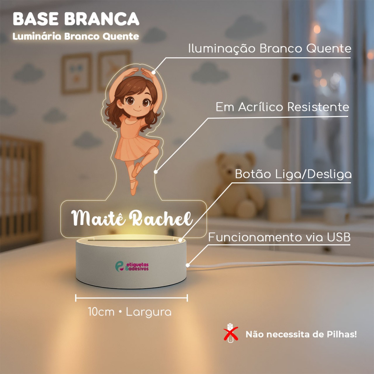 Luminária Bailarina Lulu Especial com nome personalizado