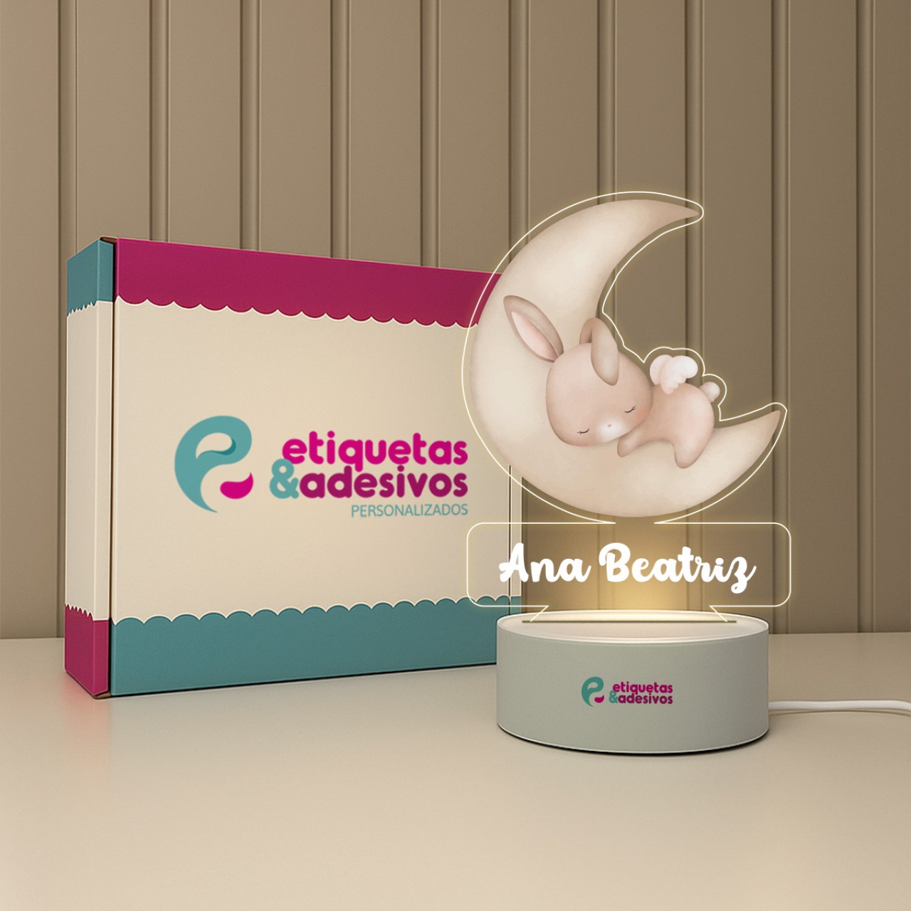 Luminária Coelhinho Soneca Especial com nome personalizado