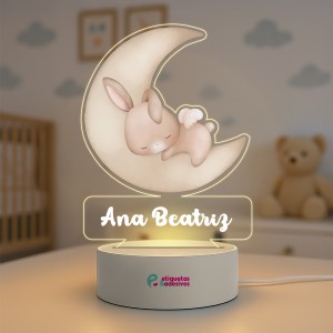 Luminária Coelhinho Soneca Especial com nome personalizado