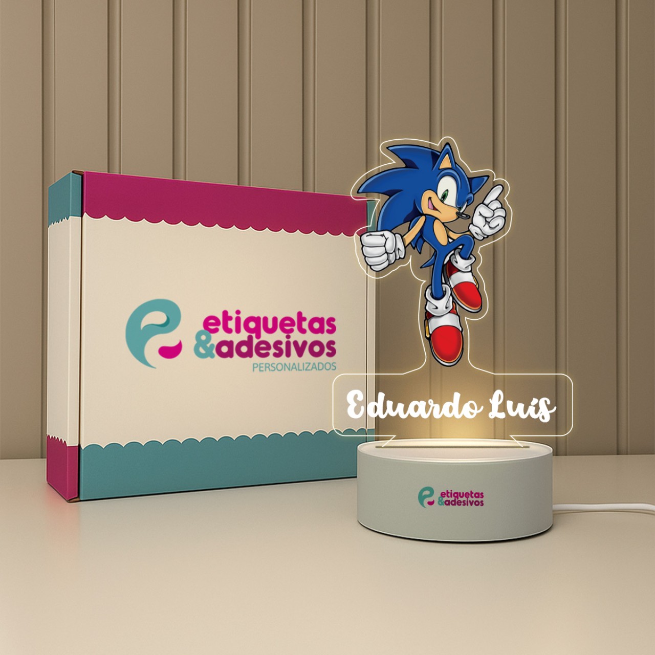 Luminária Sonic Especial com nome personalizado