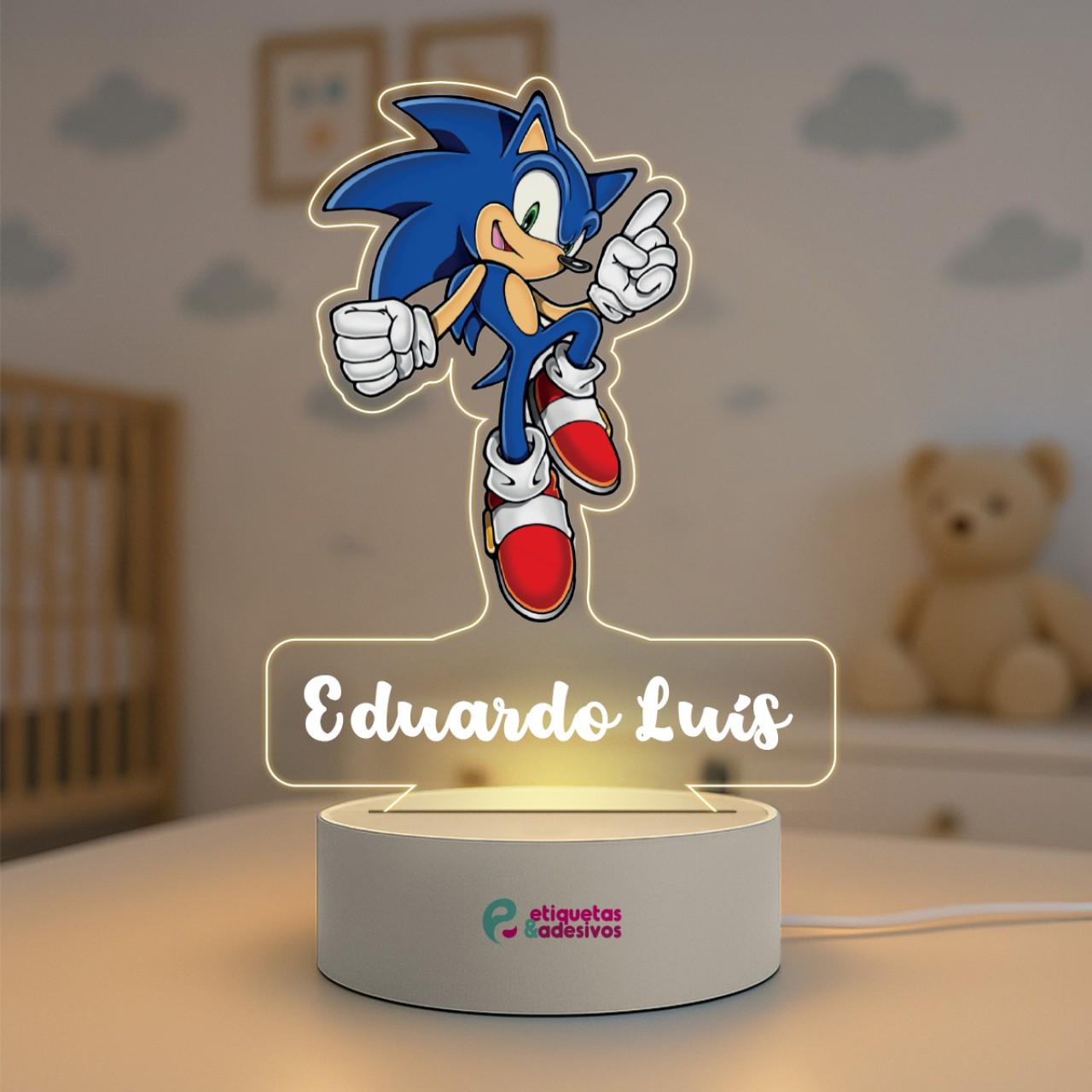 Luminária Sonic Especial com nome personalizado