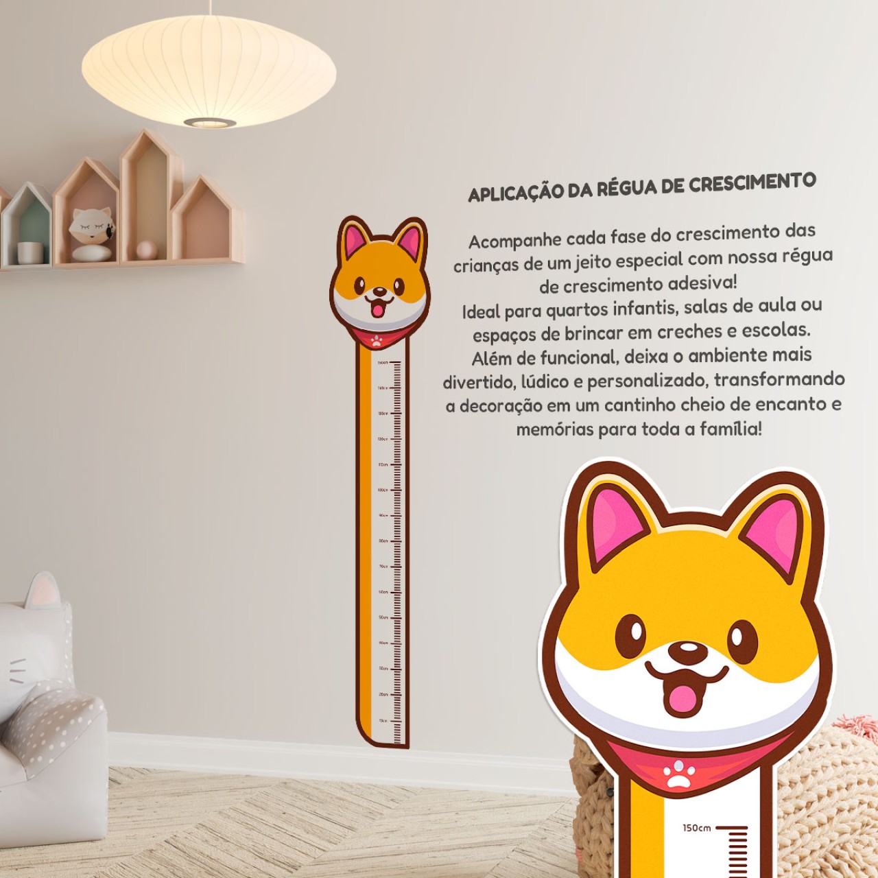 Adesivo Régua de Crescimento Cachorrinho