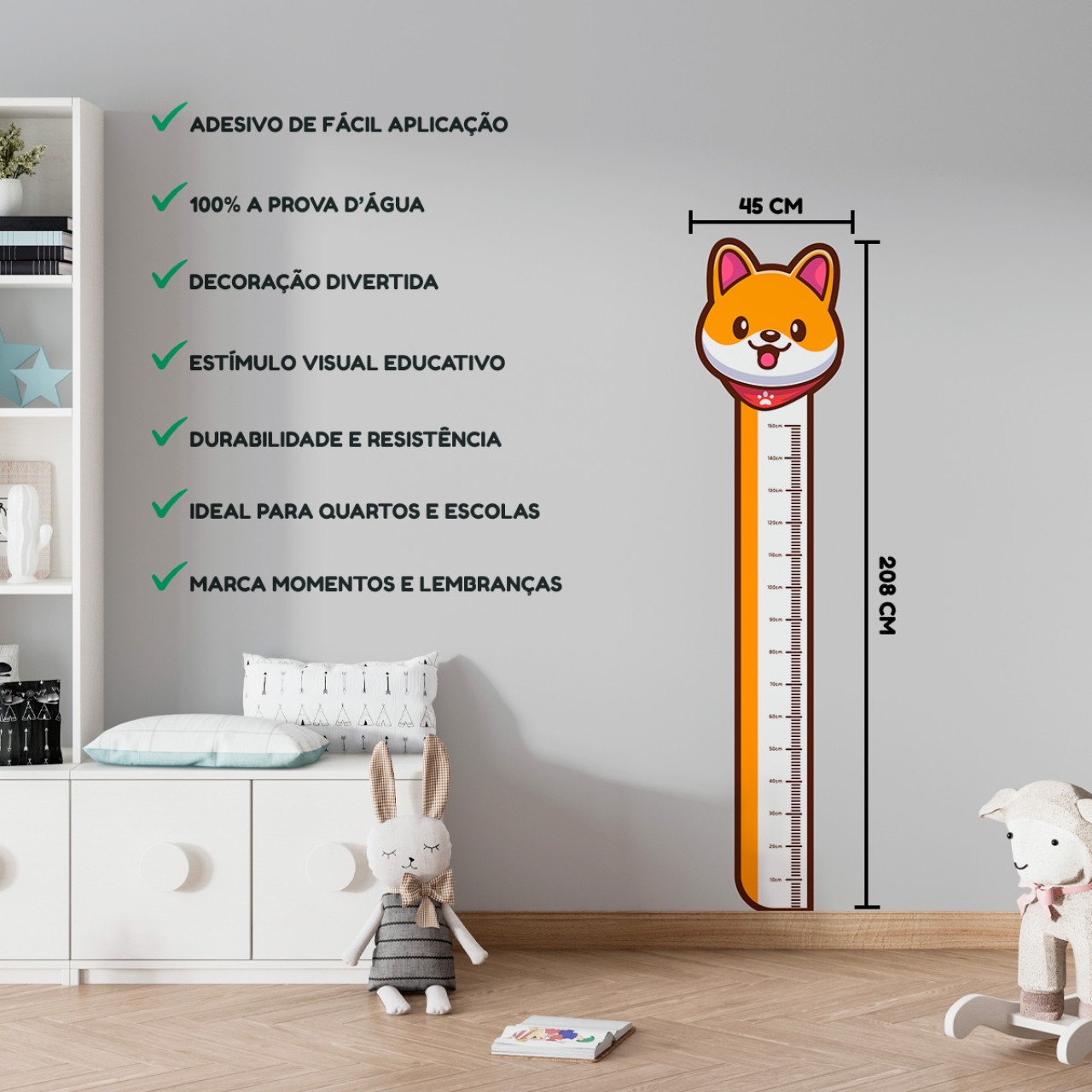 Adesivo Régua de Crescimento Cachorrinho