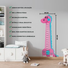 Adesivo Régua de Crescimento Dinossauro Feminino