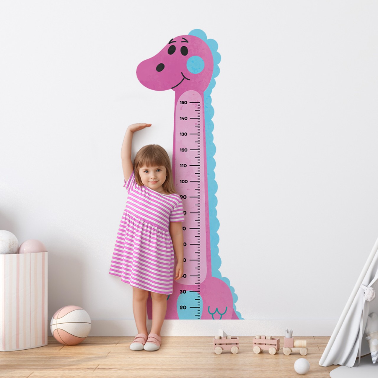 Adesivo Régua de Crescimento Dinossauro Feminino