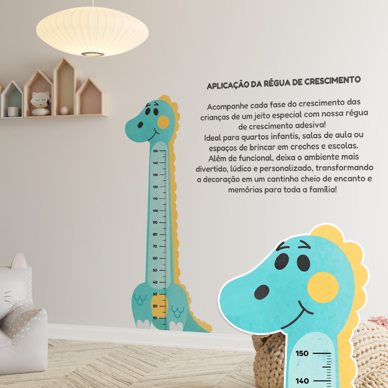 Adesivo Régua de Crescimento Dinossauro Masculino