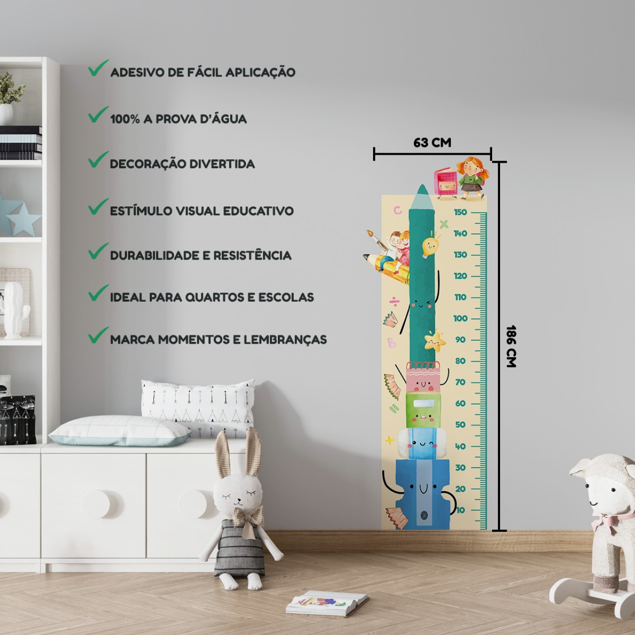 Adesivo Régua de Crescimento Escolar