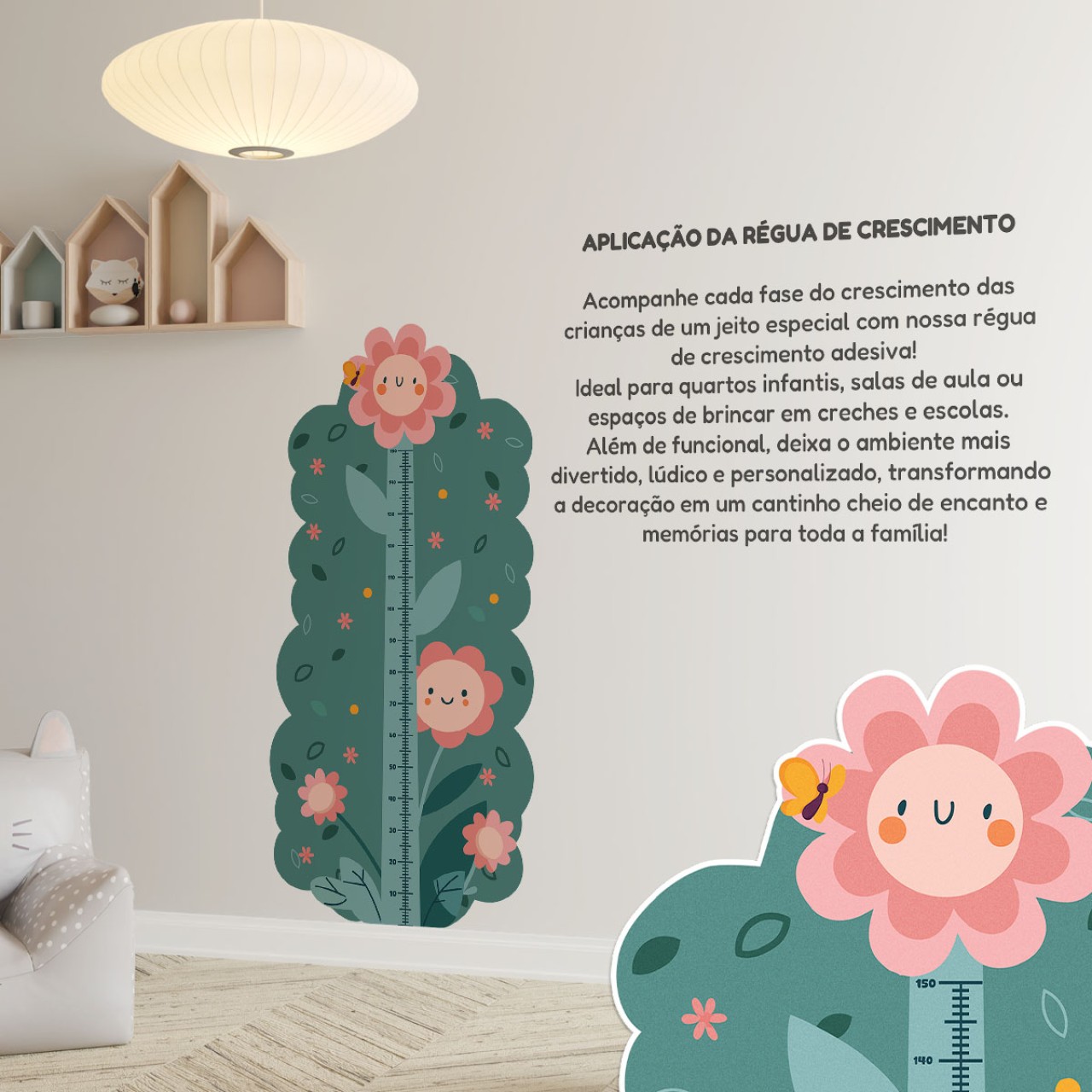 Adesivo Régua de Crescimento Florzinha