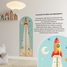 Adesivo Régua de Crescimento Foguete Espacial