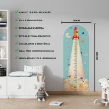 Adesivo Régua de Crescimento Foguete Espacial