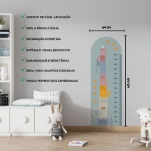 Adesivo Régua de Crescimento Gatinhos Coloridos